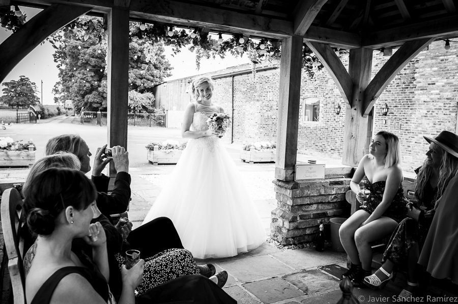 Bride with the guests by York wedding photographer