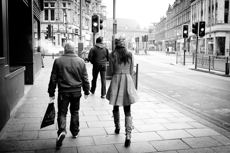 people walking in city centre of leeds
