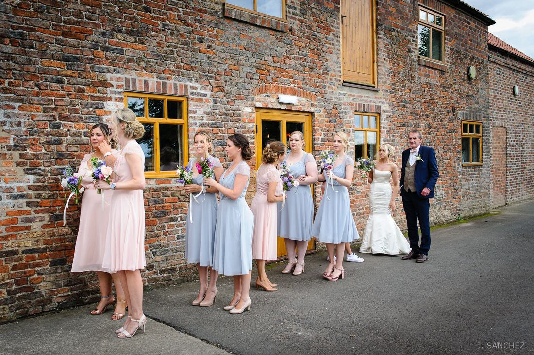 The wedding party at Barmbyfields Barns